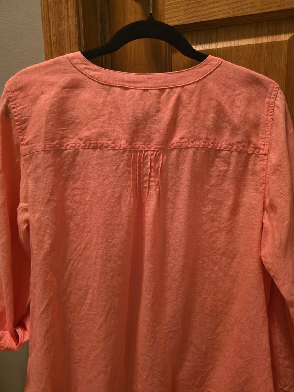 Talbots - coral linen blouse size large petite - Picture 4 of 5